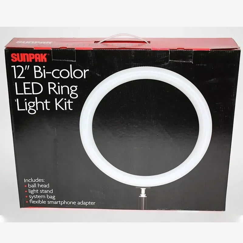 Sunpak 12" Bi-Color LED Ring Light Kit - VL-LED-162-12RL - Black