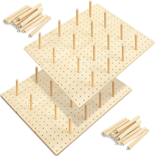 6 Pcs Wood Pegboard Drawer Organizer with 48 Pegs Wood Peg Board System Peg Draw