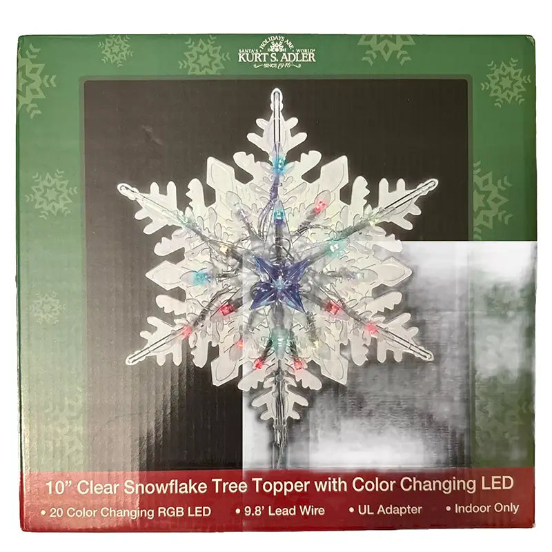 Clear Snowflake with RGB LED Tree Topper 20 Light