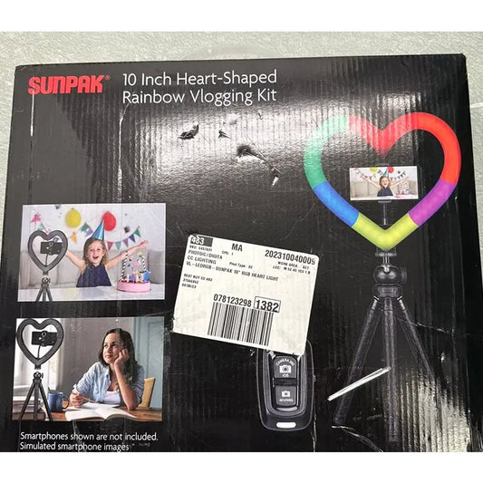 Sunpak - 10" Heart-Shaped Rainbow Vlogging Kit with Bluetooth Remote AWESOME!