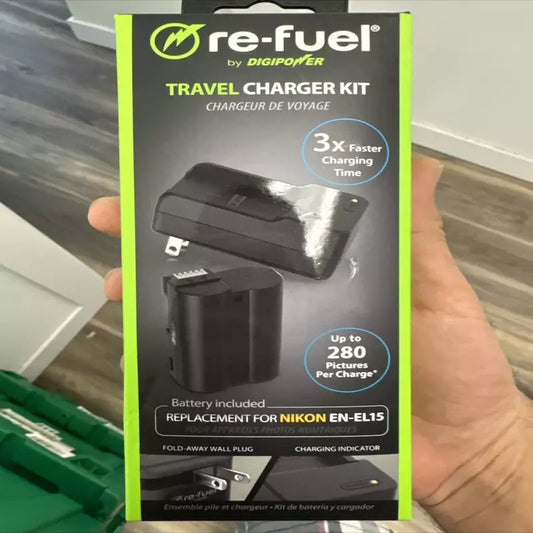 DIGIPOWER Re-Fuel Travel Charger Kit with Camera Battery & Charger Nikon EN-EL15