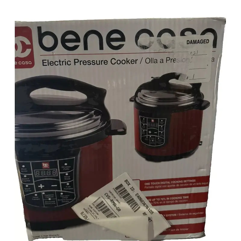 Bene Casa 900W 4L Digital Electric 4 in 1 Pressure Rice Slow Cooker Steamer Red