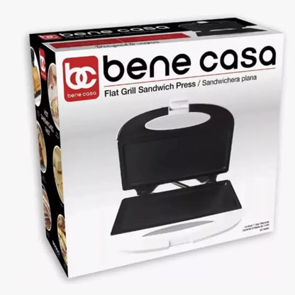 Flat grill sandwich maker/ Sandwichera BENE CASA non-stick, compact - White