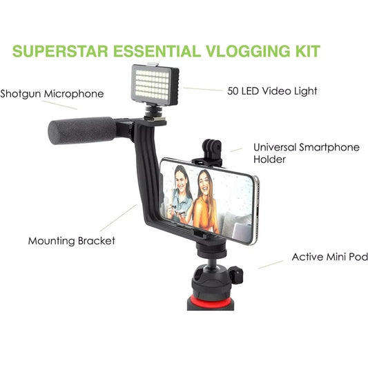 Digipower - Phone Video Stabilizer Rig Kit with Microphone, Light diffuser