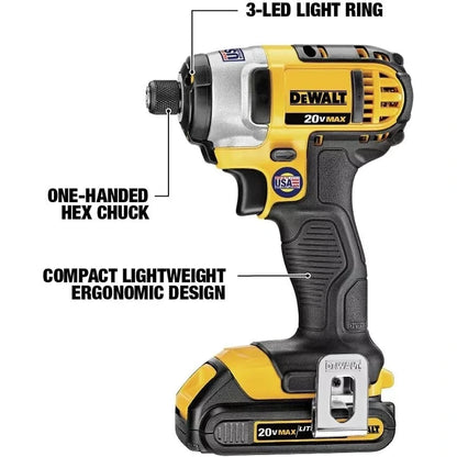 DEWALT 20V MAX Impact Driver Kit, 1/4Inch, Battery and Charger Included DCF885C1