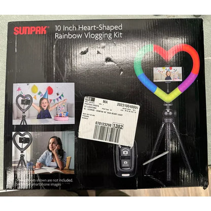 Sunpak - 10" Heart-Shaped Rainbow Vlogging Kit with Bluetooth Remote AWESOME!