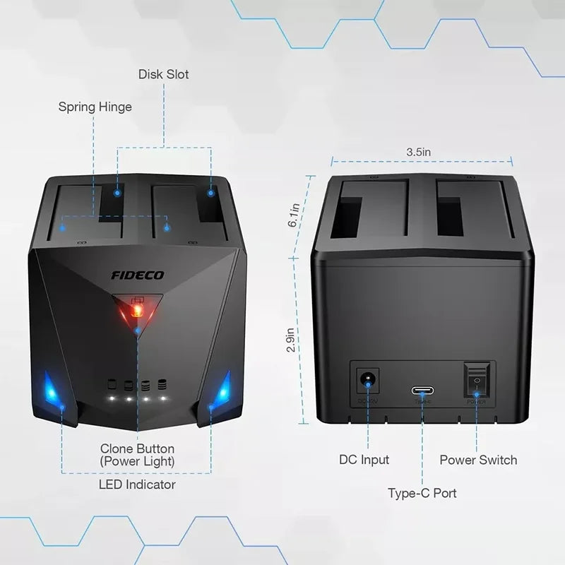 FIDECO USB 3.2 Gen 1 to Hard Drive Docking Station, Hard Drive Dock for 2.5 or 3