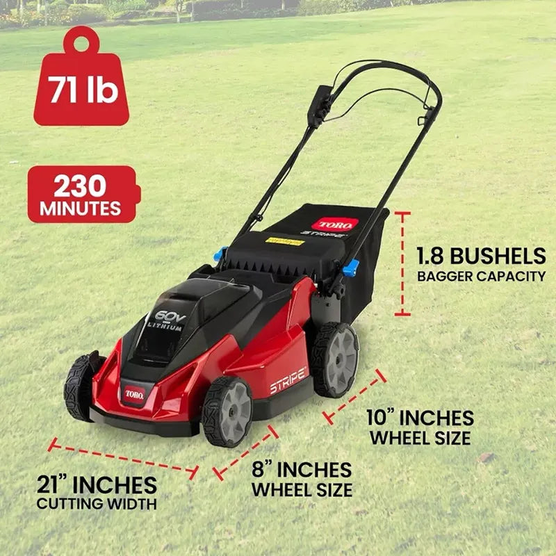 Toro Foldable 60-Volt 21-Inch Stripe Cordless Electric Self Propelled Lawn Mower