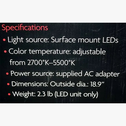 Sunpak 19" Bi-Color LED Ring Light Kit - VL-LED-448-19RK - Black HX