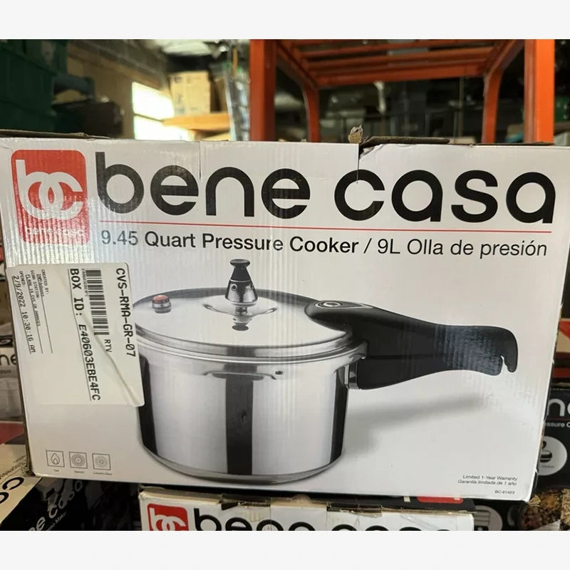 Bene Casa 9.5qt Stove Top Aluminum Pressure Cooker With Sure-Locking Lid Silver