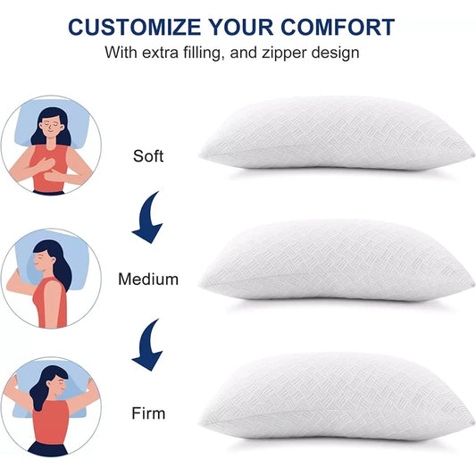 Pillow for Side and Back Sleepers, Adjustable Memory Foam Pillow, Suitable for N