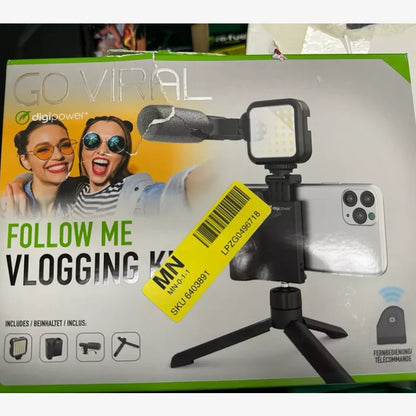 Digipower DPS-VLG4 GO VIRAL Follow ME Vlogging Kit: Mic/Light/Tripod/Remote/Grip