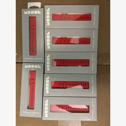 Modal- Silicone Watch Band for Fitbit Versa 3 and Fitbit Sense - Red