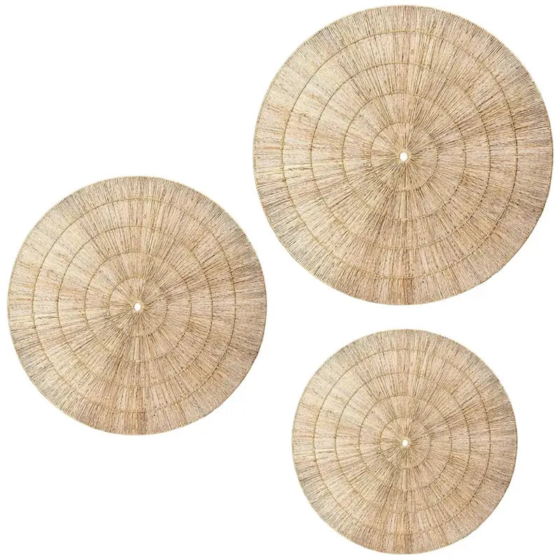 3 Pieces Wicker Wall Decor Oversized Jute Wall Hanging Basket Round Wicker