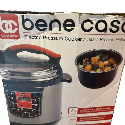 Bene Casa BC-74787 5L Electric Pressure Cooker, Red, Black , Silvsr